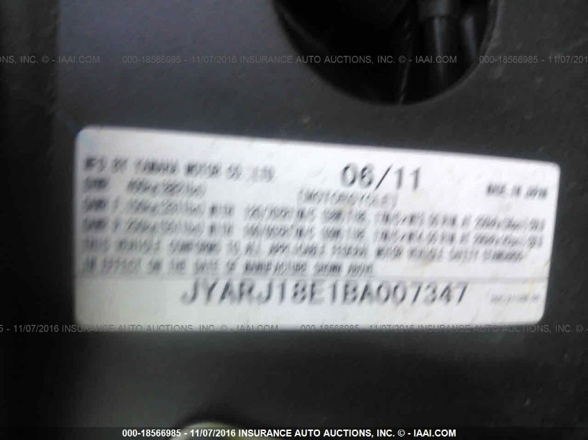 2011 YAMAHA FZ6 R JYARJ18E1BA007347