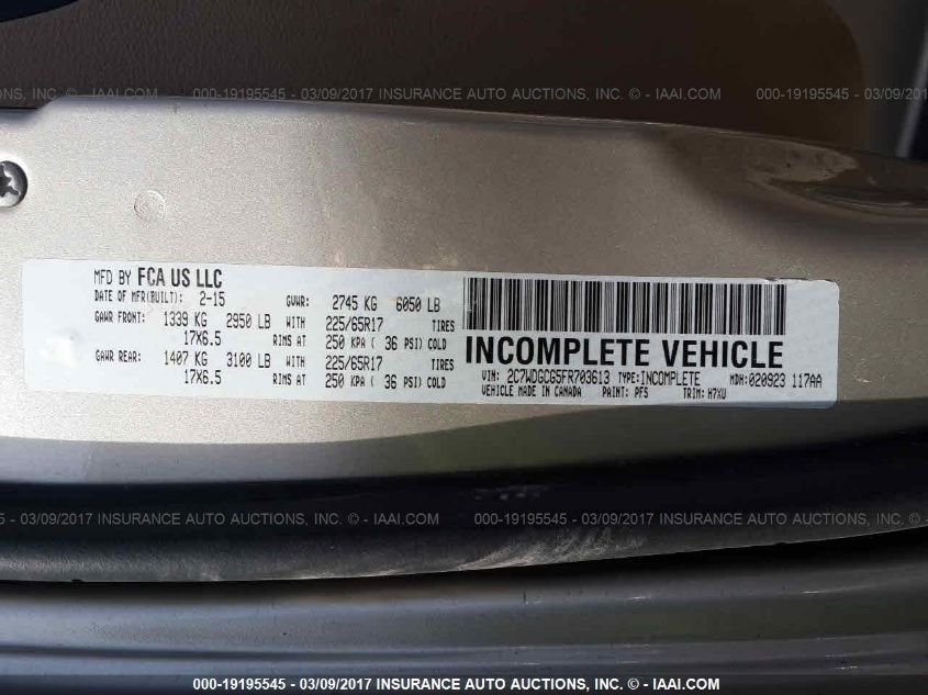 2015 DODGE GRAND CARAVAN SXT 2C7WDGCG5FR703613