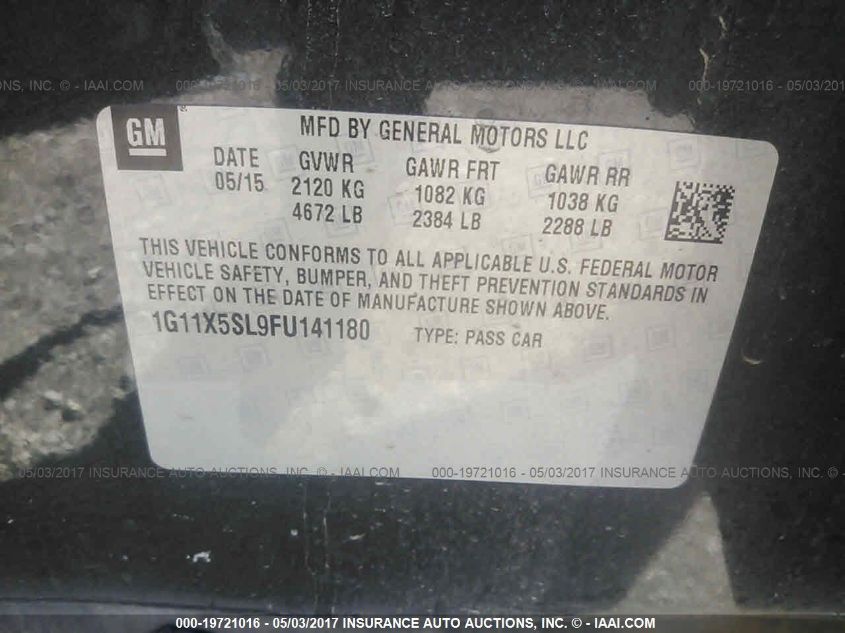 2015 CHEVROLET IMPALA LS 1G11X5SL9FU141180