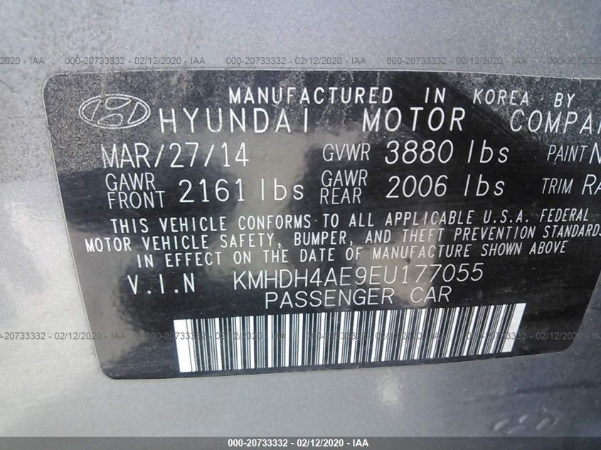 2014 HYUNDAI ELANTRA SE/LIMITED KMHDH4AE9EU177055