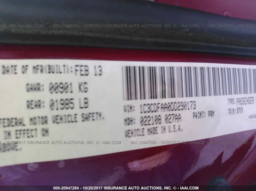 2013 DODGE DART SE/AERO 1C3CDFAA0DD290173