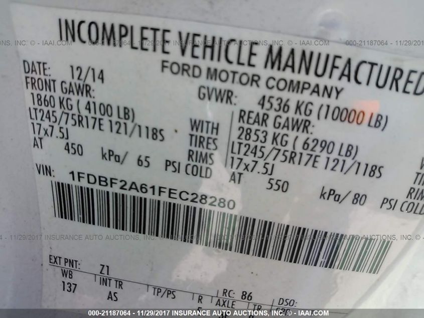 2015 FORD F-250 XL 1FDBF2A61FEC28280