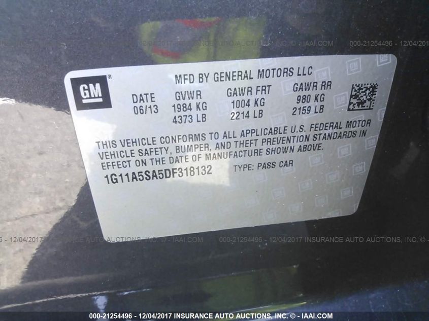 2013 CHEVROLET MALIBU LS 1G11A5SA5DF318132