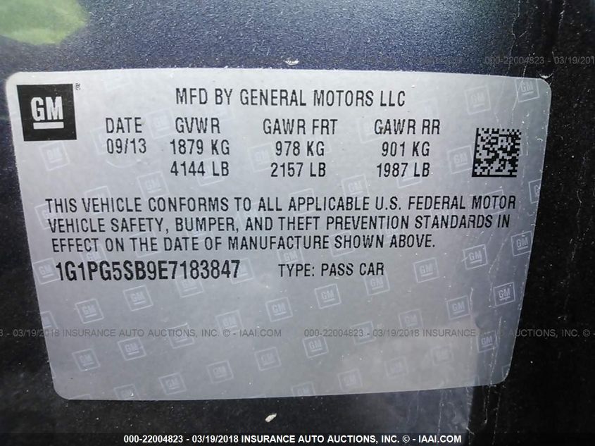 2014 CHEVROLET CRUZE LTZ 1G1PG5SB9E7183847