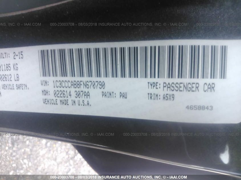 2015 CHRYSLER 200 LIMITED 1C3CCCAB8FN670790