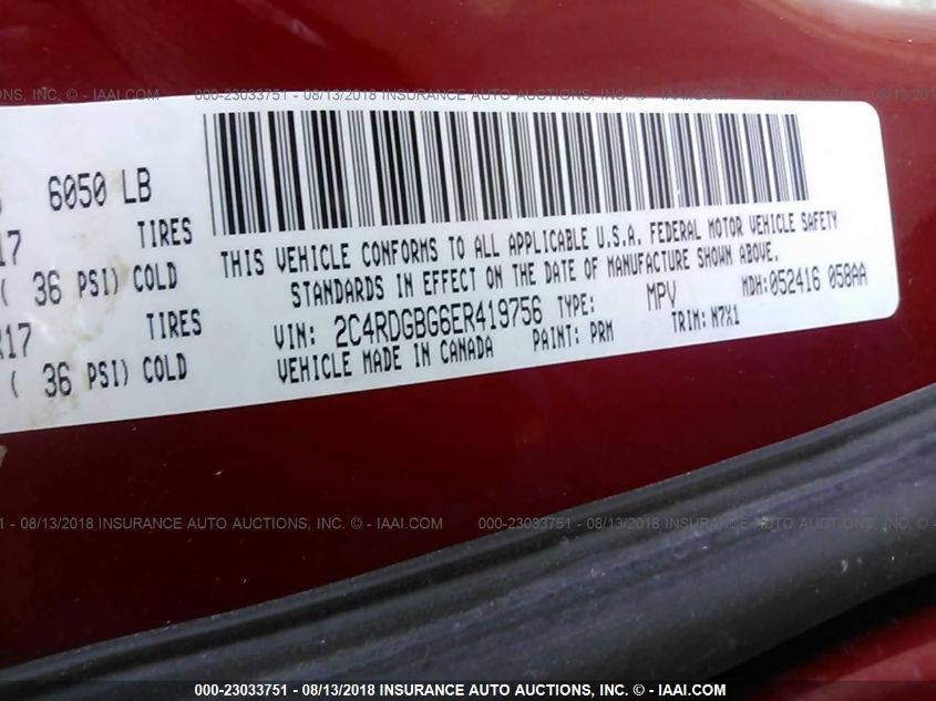 2014 DODGE GRAND CARAVAN SE 30TH ANNIVERSARY 2C4RDGBG6ER419756