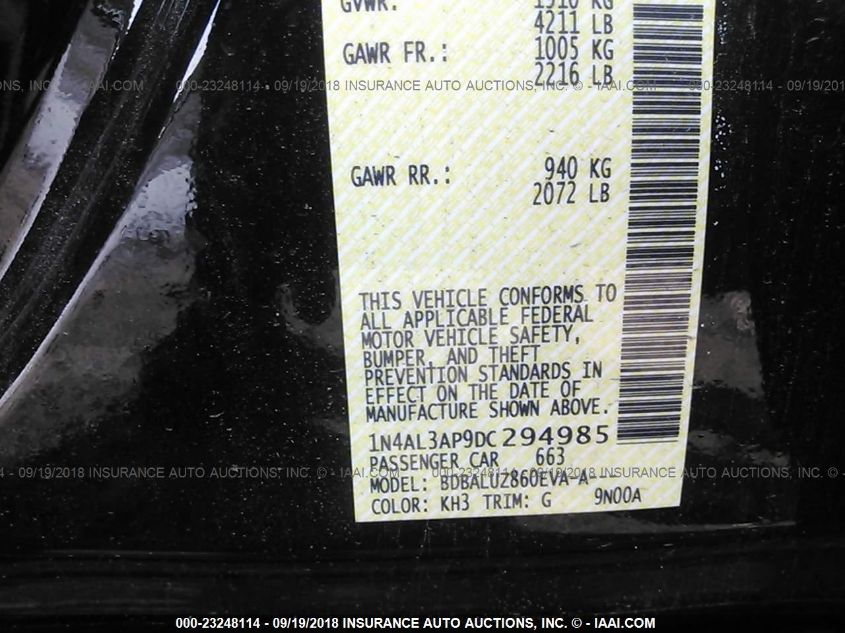 2013 NISSAN ALTIMA 2.5 SV 1N4AL3AP9DC294985
