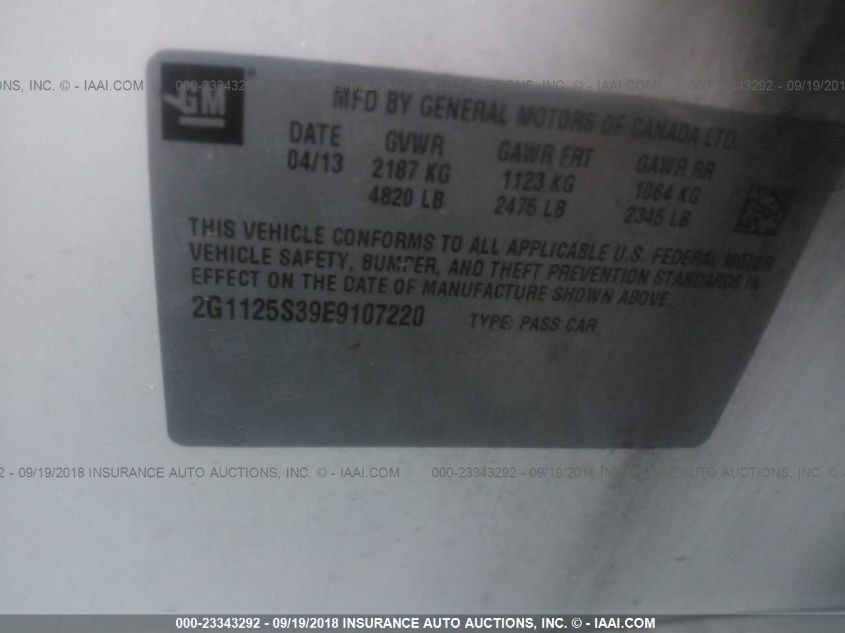2014 CHEVROLET IMPALA LT 2G1125S39E9107220
