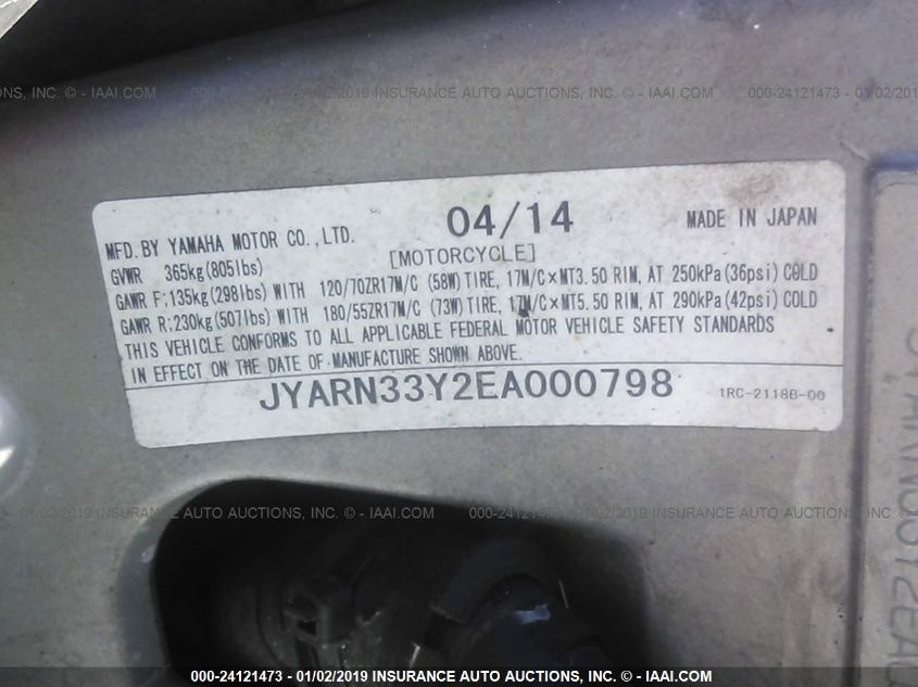 2014 YAMAHA FZ09 C JYARN33Y2EA000798