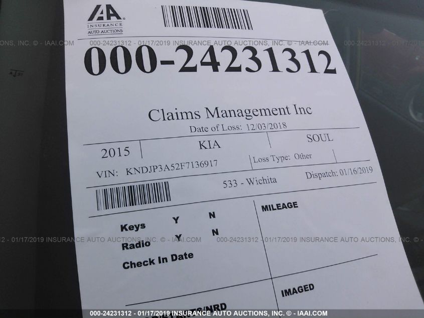 2015 KIA SOUL + KNDJP3A52F7136917
