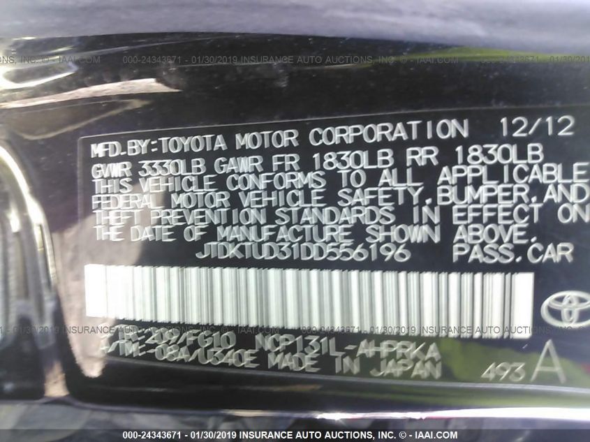 2013 TOYOTA YARIS L/LE/SE JTDKTUD31DD556196