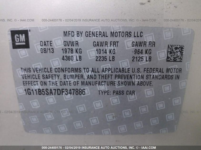 2013 CHEVROLET MALIBU LS 1G11B5SA7DF347886