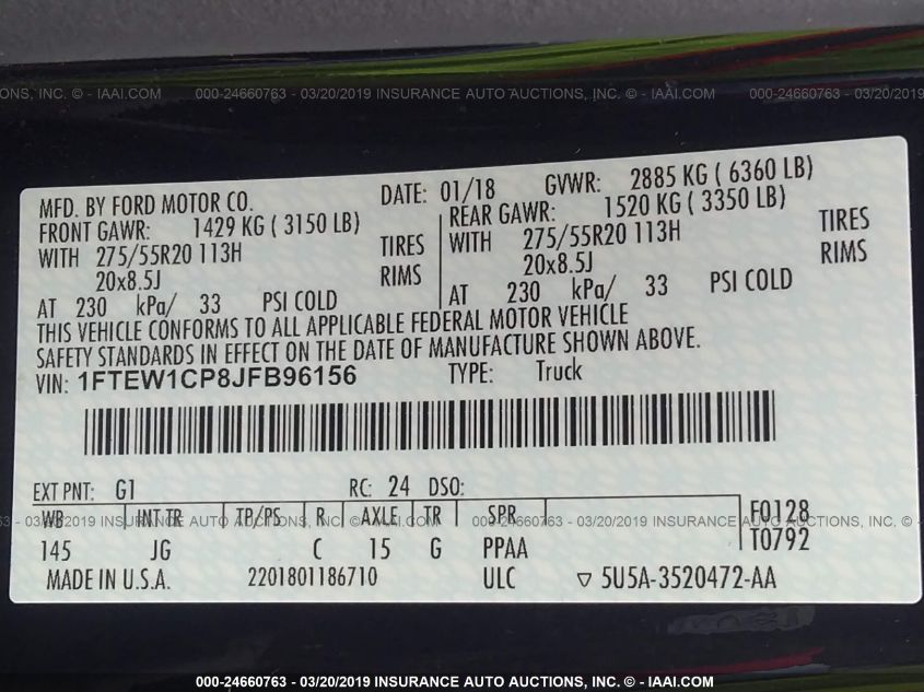 2018 FORD F-150 SUPERCREW 1FTEW1CP8JFB96156