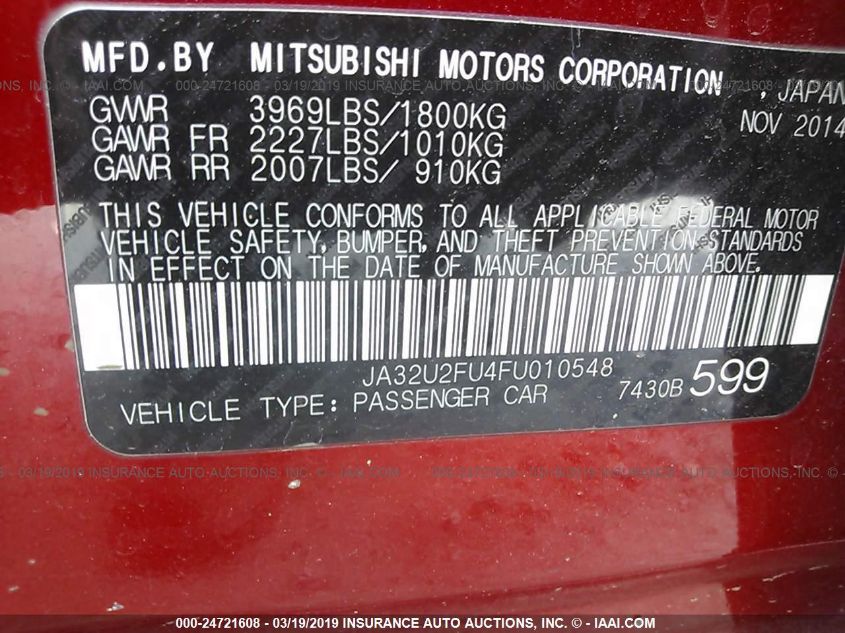 2015 MITSUBISHI LANCER ES JA32U2FU4FU010548