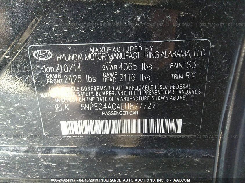 2014 HYUNDAI SONATA SE 5NPEC4AC4EH877727
