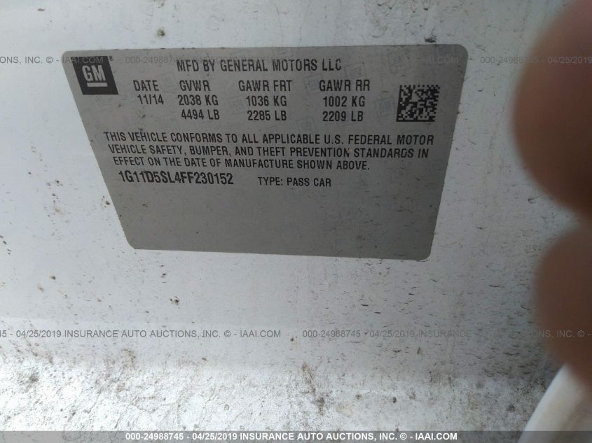 2015 CHEVROLET MALIBU 2LT 1G11D5SL4FF230152