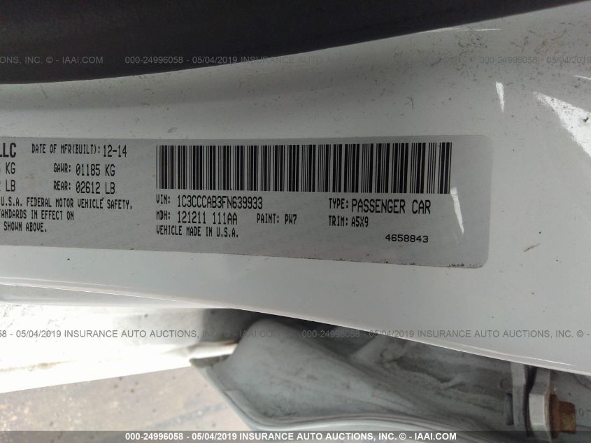 2015 CHRYSLER 200 LIMITED 1C3CCCAB3FN639933