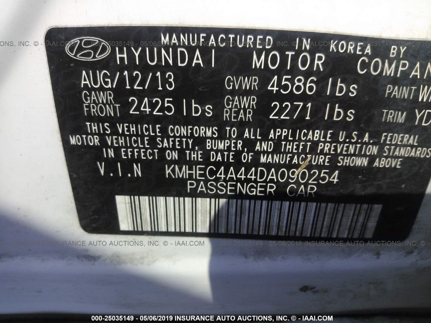 2013 HYUNDAI SONATA HYBRID HYBRID KMHEC4A44DA090254