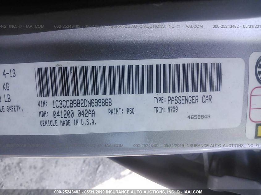 2013 CHRYSLER 200 TOURING 1C3CCBBB2DN699868