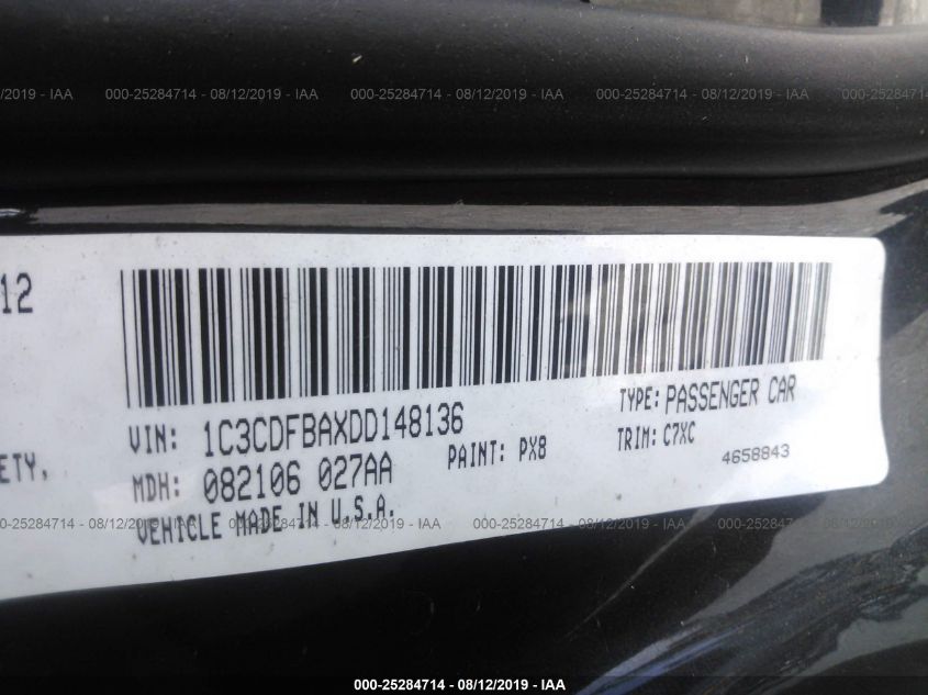 2013 DODGE DART SXT 1C3CDFBAXDD148136