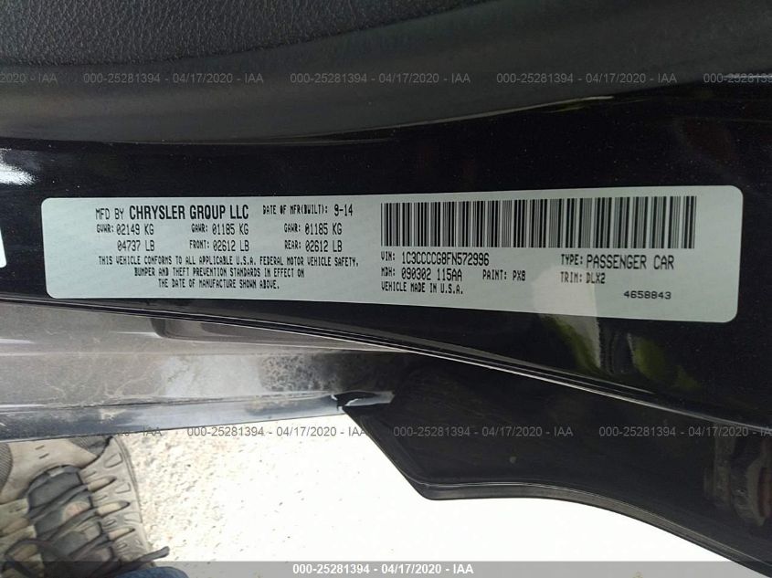 2015 CHRYSLER 200 C 1C3CCCCG8FN572996