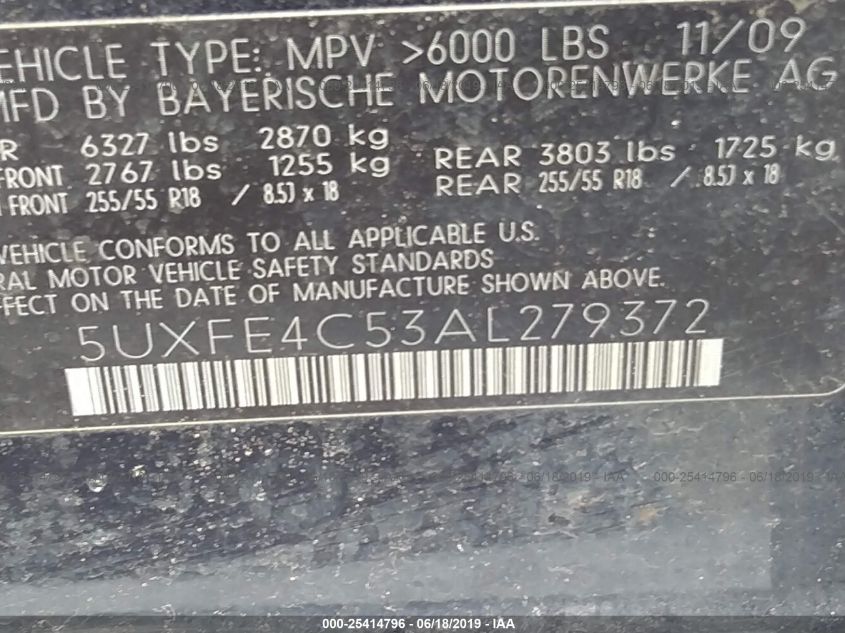 5UXFE4C53AL279372 BMW X5 2010. Фото: 8