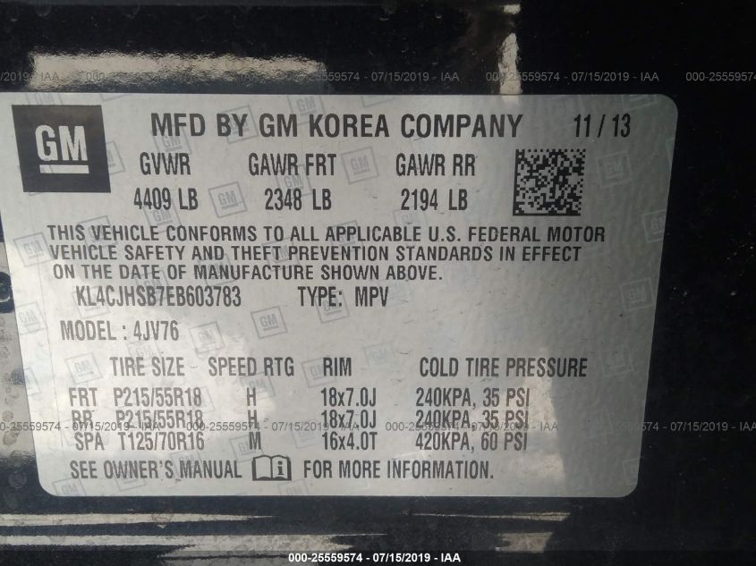 2014 BUICK ENCORE PREMIUM KL4CJHSB7EB603783