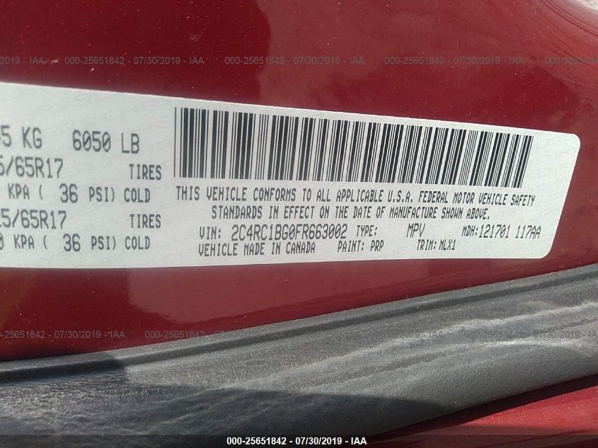2015 CHRYSLER TOWN & COUNTRY TOURING 2C4RC1BG0FR663002