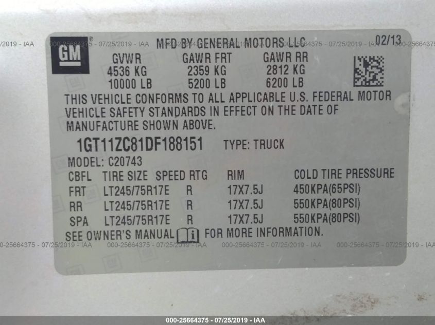 2013 GMC SIERRA 2500HD WORK TRUCK 1GT11ZC81DF188151