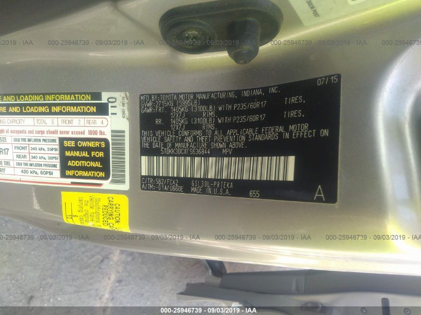 2015 TOYOTA SIENNA LE - 5TDKK3DCXFS636844