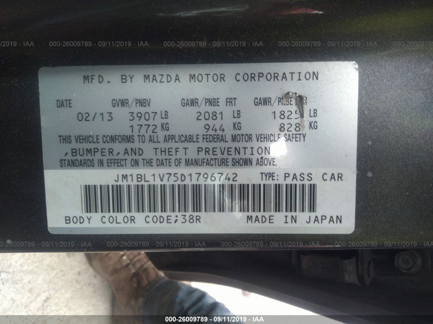 2013 MAZDA MAZDA3 I JM1BL1V75D1796742