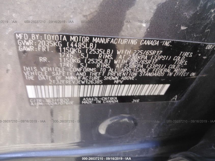 2014 TOYOTA RAV4 LE 2T3ZFREV3EW126385