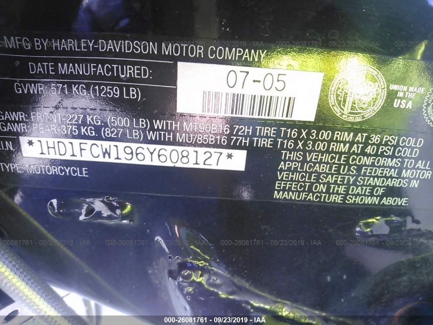 2006 HARLEY-DAVIDSON FLHTCUI 1HD1FCW196Y608127