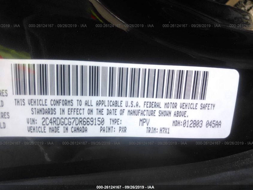 2013 DODGE GRAND CARAVAN SXT 2C4RDGCG7DR669150