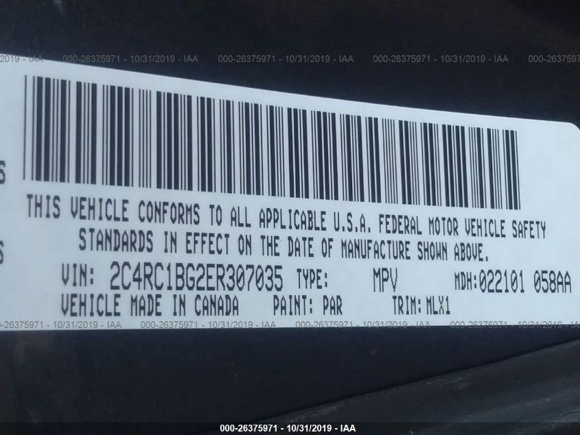 2014 CHRYSLER TOWN & COUNTRY TOURING 2C4RC1BG2ER307035