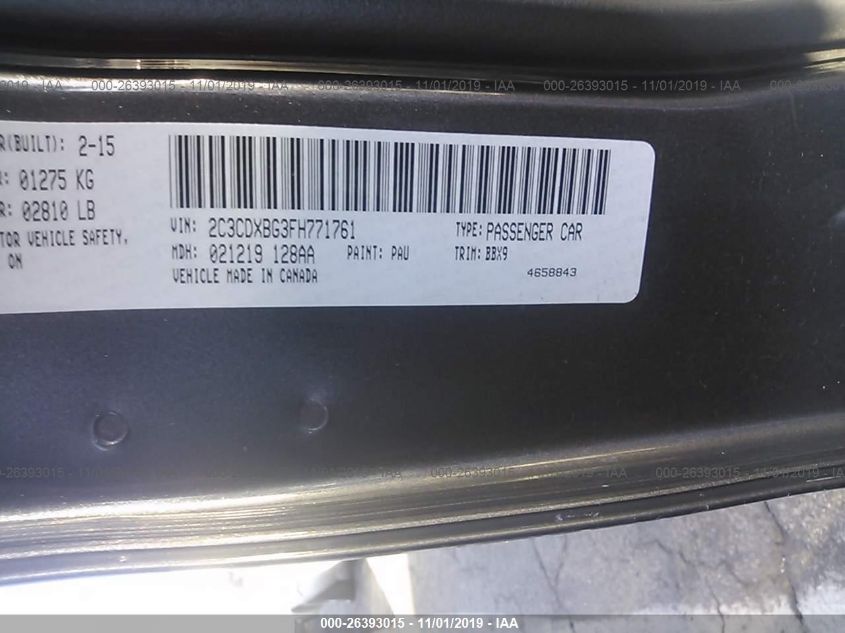 2015 DODGE CHARGER SE 2C3CDXBG3FH771761