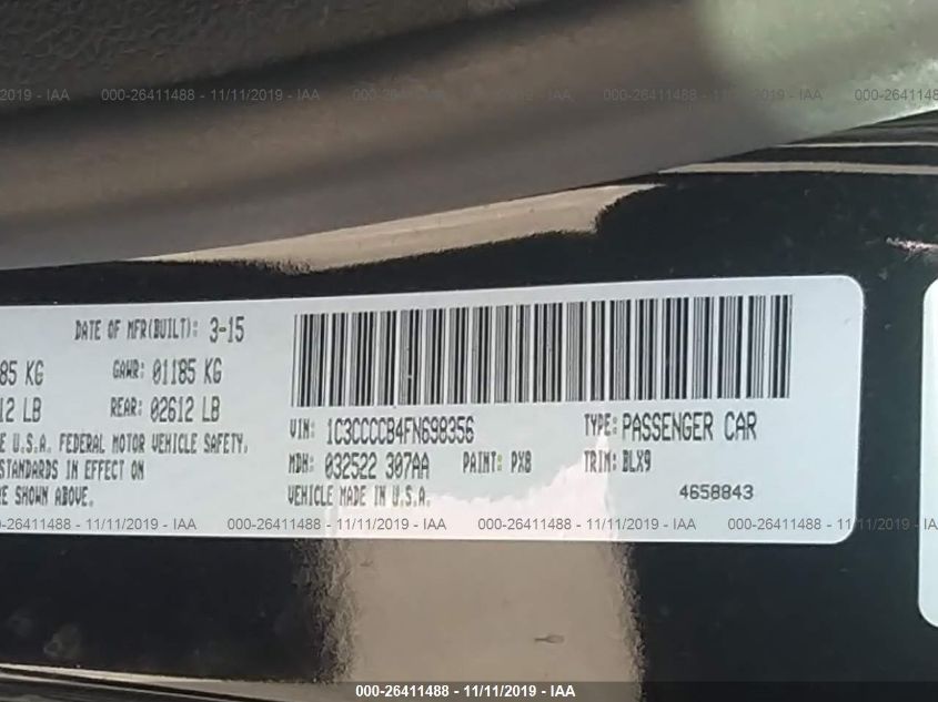 2015 CHRYSLER 200 C 1C3CCCCB4FN698356