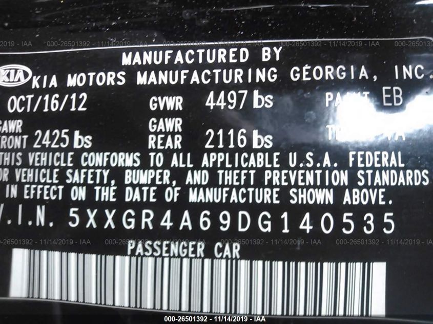 2013 KIA OPTIMA SX W/LIMITED PKG 5XXGR4A69DG140535