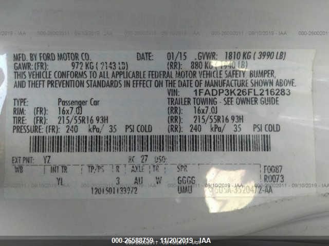2015 FORD FOCUS SE 1FADP3K26FL21628