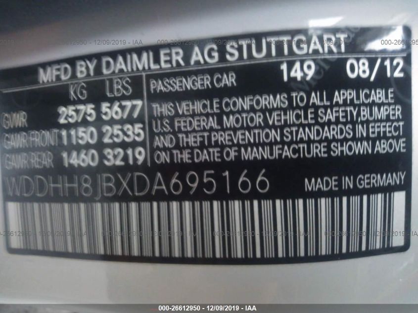 2013 MERCEDES-BENZ E-CLASS E 350 WDDHH8JBXDA695166