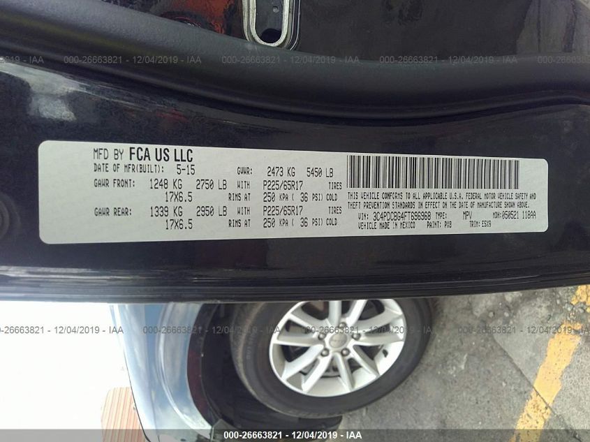 2015 DODGE JOURNEY SXT 3C4PDCBG4FT696968