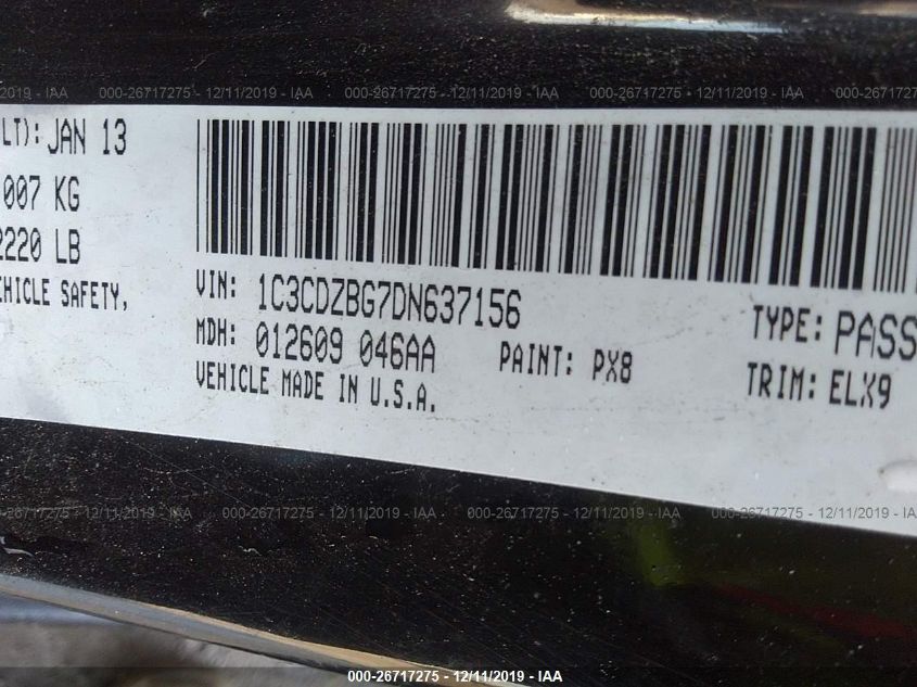 2013 DODGE AVENGER R/T 1C3CDZBG7DN637156