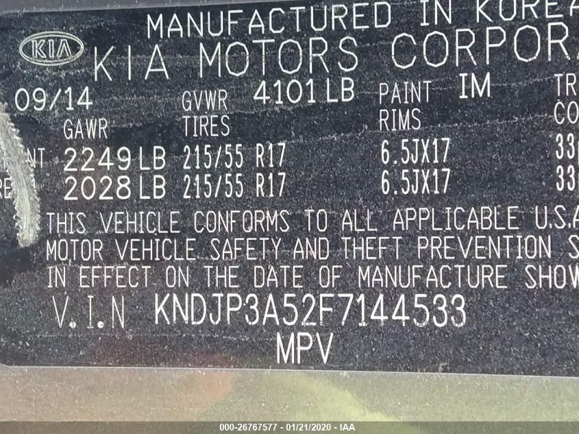 2015 KIA SOUL + KNDJP3A52F7144533