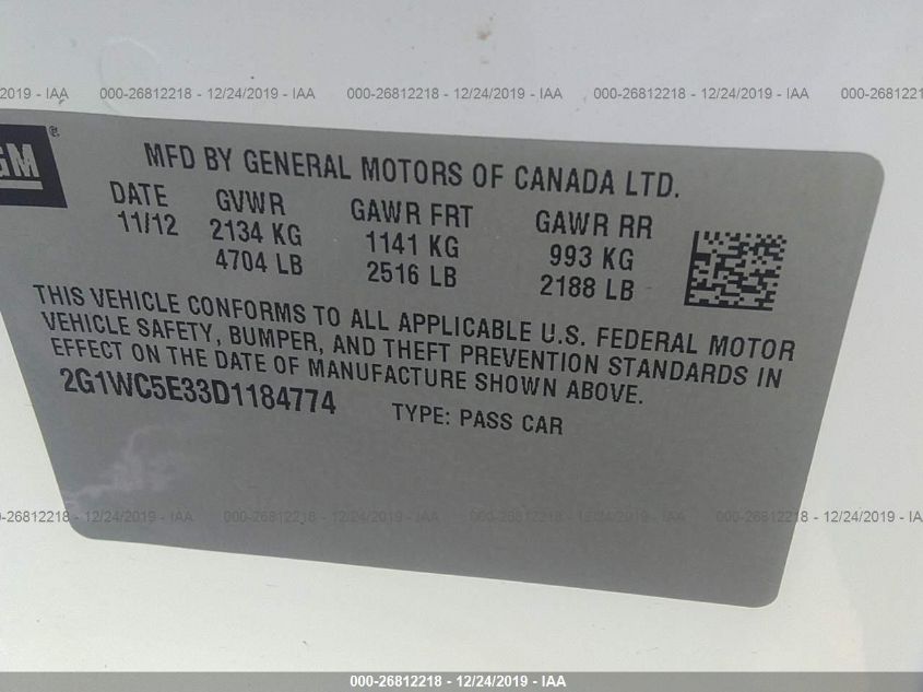 2013 CHEVROLET IMPALA LTZ 2G1WC5E33D1184774