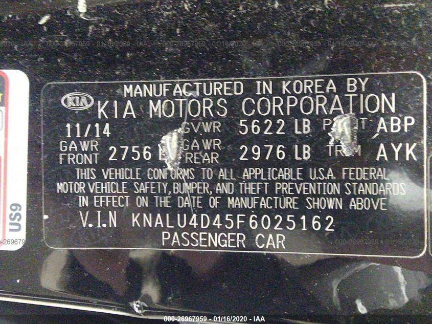 2015 KIA K900 KNALU4D45F6025162