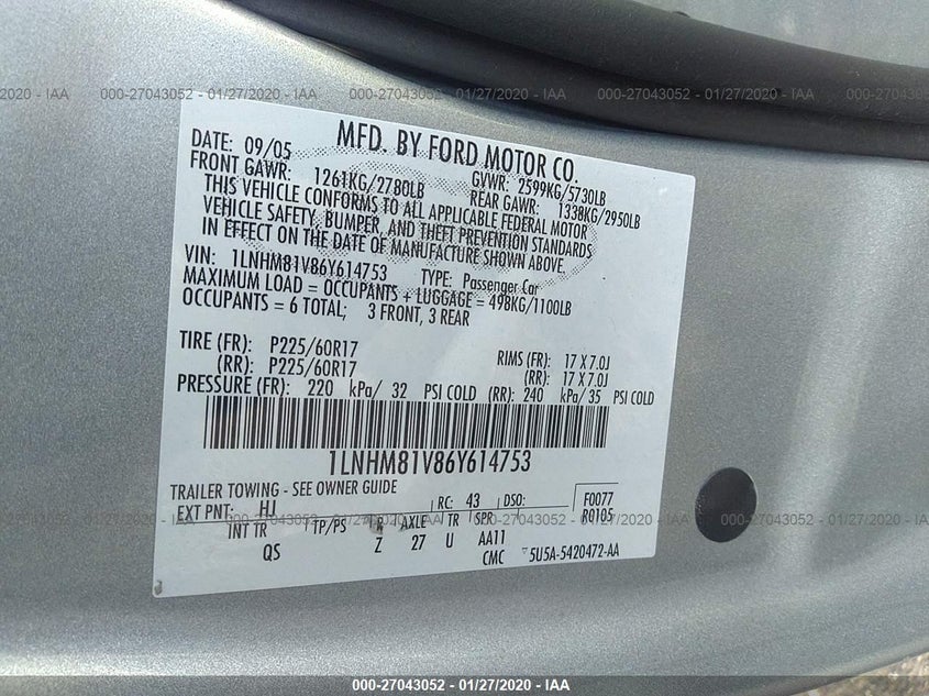 1LNHM81V86Y614753 LINCOLN TOWN CAR 2006 Photo 9