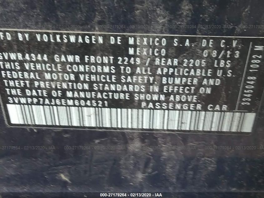 2014 VOLKSWAGEN JETTA SPORTWAGEN S 3VWPP7AJ6EM604521