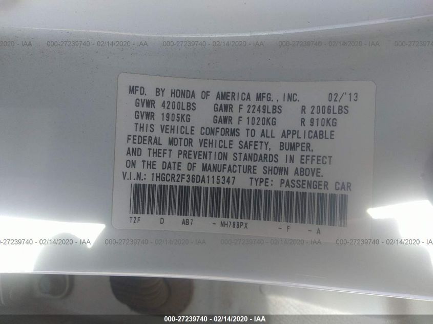 2013 HONDA ACCORD LX - 1HGCR2F36DA115347