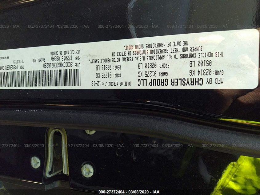 2014 DODGE CHARGER SE 2C3CDXBG6EH216298