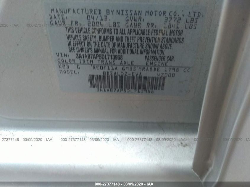 2013 NISSAN SENTRA SV 3N1AB7AP5DL713958